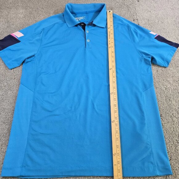 Nike Golf Tour Performance Mens Large Blue Stripe Short Sleeve Polo Dri-Fit - Picture 6 of 8